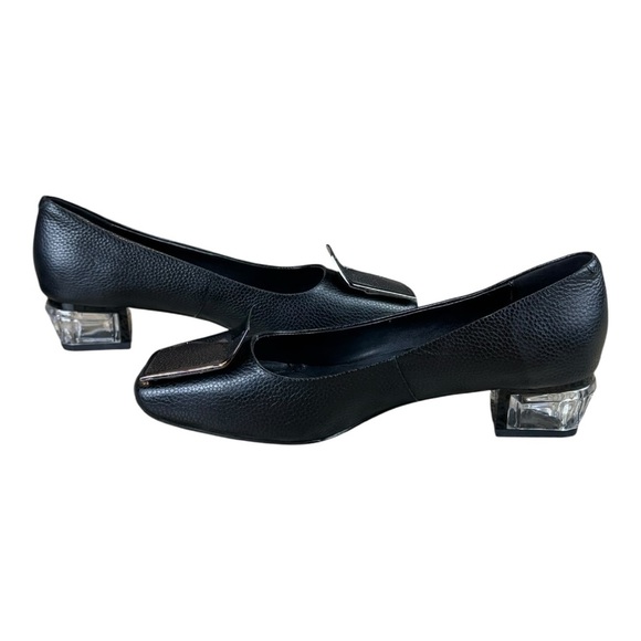 Jady Rose Black Leather Lucite Crystal Heel Loafers Size 8 NWOT - Picture 3 of 8
